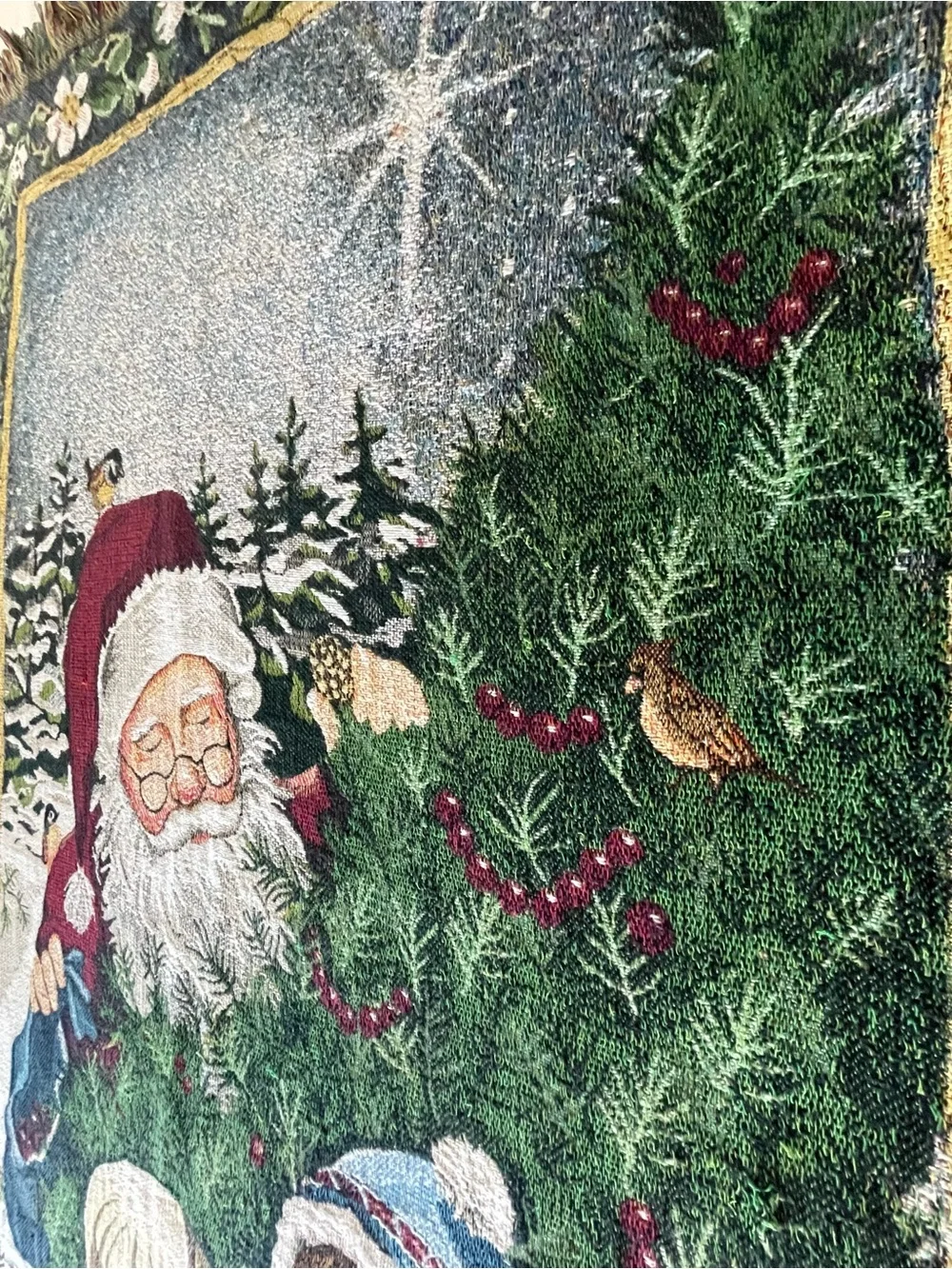 Betty Smith Whiteaker The Season of Giving Holiday Tapestry Throw Fringe Cotton